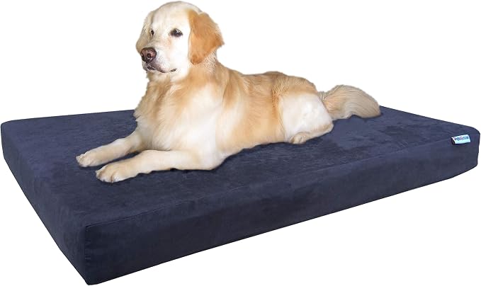 Dogbed4less Orthopedic Gel Memory Foam Pet Dog Bed, Waterproof Liner with External Microsuede Cover and Bonus Antislip Cover (Microsuede Espresso, 55"X37"X4" Inches) by Dogbed4less