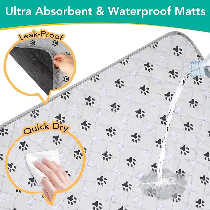 FUWERY Washable Pee Pads for Dogs ,36"X41", Thick Heavy Absorbency Reusable, Prevent Leakage, Non-Slip Pee Pads for Puppy Playpen,Potty Training, Grey, 2 Packs - Image 5