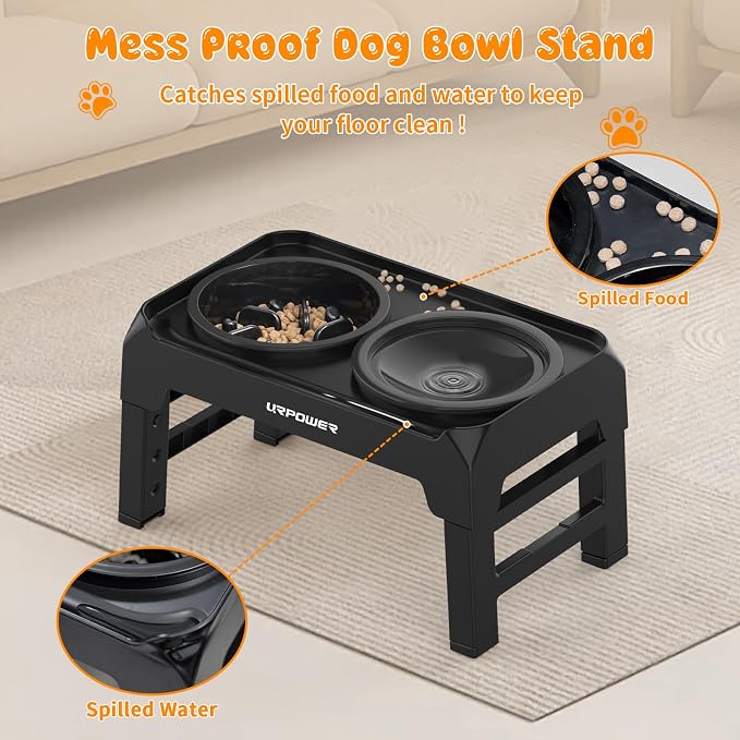 URPOWER Raised Dog Bowls 4 Height Adjustable Elevated Bowl Stand | Stainless Steel Water Bowl Non-Slip Dog Food Bowls Stand for Small Medium Large Dogs and Pets - Image 4