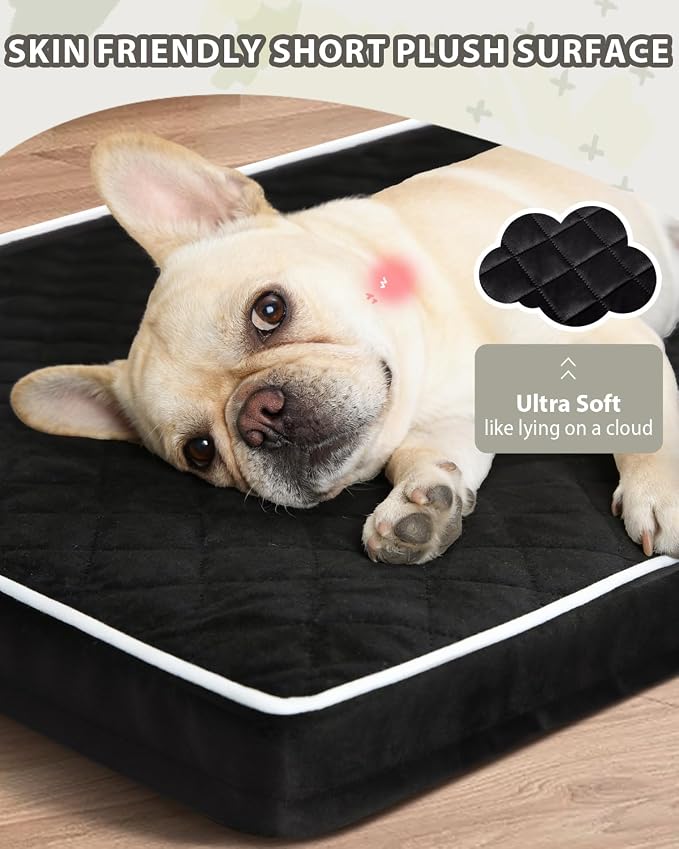 NUPIDA Orthopedic Dog Beds Large Sized Dog Waterproof Pet Kennel Pad with Removable Washable Cover and Non-Slip Bottom, 35x23 Inch, Black - Image 2