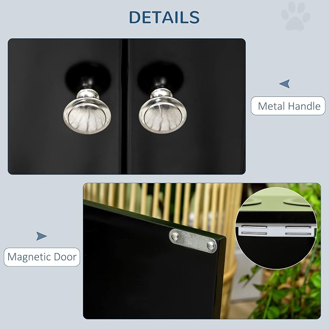 PawHut Large Elevated Dog Bowls with Storage Cabinet Containing Large 44L Capacity, Raised Dog Bowl Stand Pet Food Bowl Pet Feeding Station, Black | Raised Dog Bowl Stand, Pet Feeding Station - Image 5