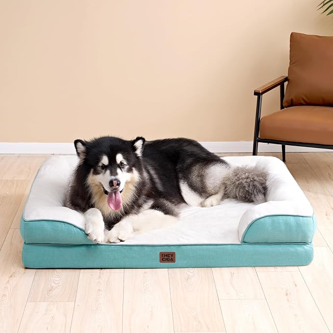 EHEYCIGA Orthopedic Dog Beds Large Sized Dog, Waterproof Washable Pet Bed | Non-Slip Bottom and Egg-Crate Memory Foam XL Dog Couch Bed with Washable Removable Cover, Turquoise Blue, 41Inch - Image 9