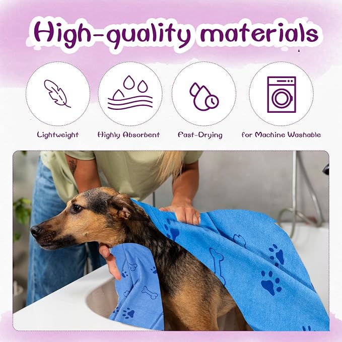 30 Pcs Dog Towels for Drying Dogs Bulk 20 x 40 Inch Quick Drying Pet Bath Towels Colorful Pet Grooming Towel Absorbent Microfiber Towel for Small Medium Large Dog Puppy Cat (Multicolor) - Image 5