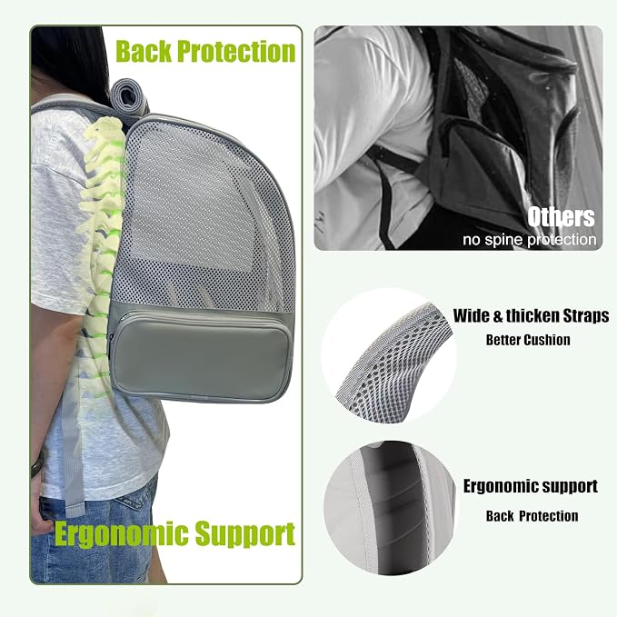 Bird Backpack Carrier with Front Zipper Opening, Portable Bird Travel Carrier Cage with 2 Standing Perches and Metal Tray, Breathable Transport Bag for Parakeet, Budgie, Conure, Cockatiel, Parrot - Image 5