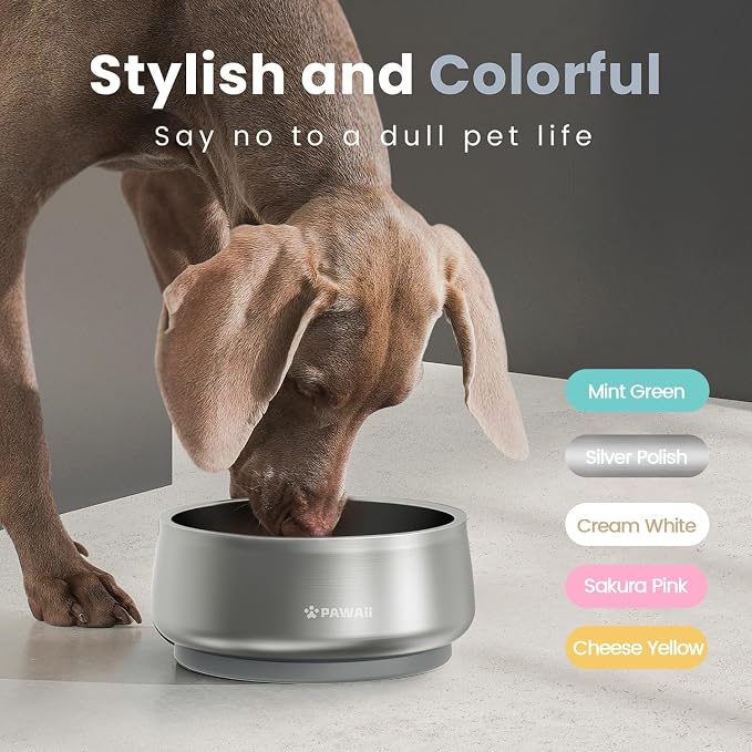 Pawaii Dog Bowl,34 oz Stainless Steel Food and Water Bowl,ID Tag,1 Pack | Double-Wall Design,Non-Slip Rubber Base,Dishwasher Safe,Smooth Open Design, Not a Slow Feeder,Easy-Rinse Interior - Image 6