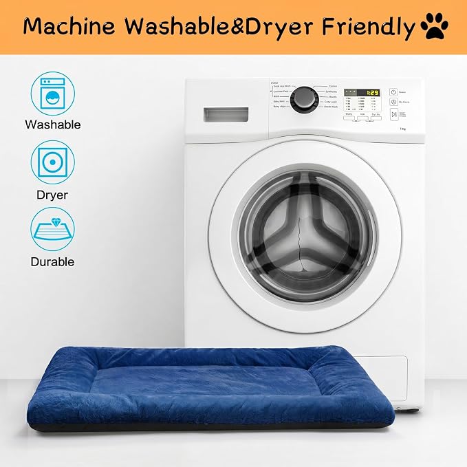 Dog Crate Pad Washable Dog Bed for Crate Medium Cozy Mat 30-Inch Navy Blue | Ultra Soft Kennel Pad,Anti-Slip Bottom,Fits for Most Metal Crates,Comfortable Sleeping Pet Mat - Image 5