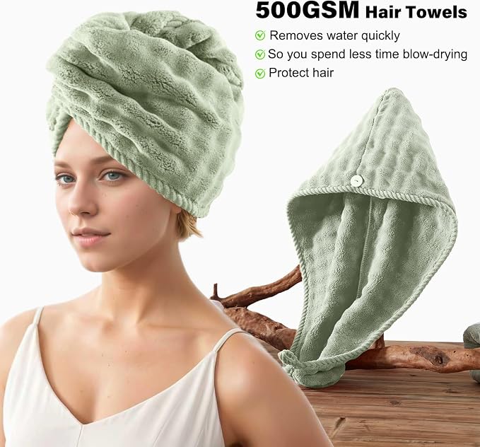 COZYART Lint Free 8 Pcs Bathroom Towel Set Ultra Soft Microfiber Sage Green | Ultra Soft, Fluffy, Thick, Highly Absorbent, Quick Dry, No Shedding, No Pilling, Fade Resistant, Durable, Long-lasting - Image 2