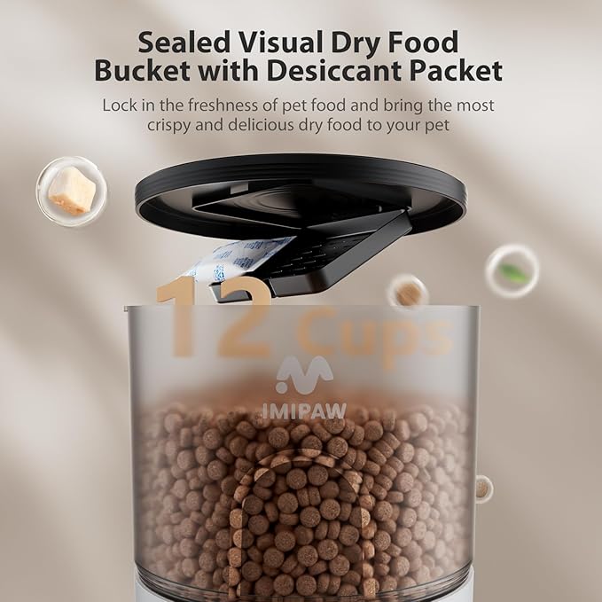 IMIPAW Automatic Cat Feeder, 3L Timed Pet Dry Food Dispenser with Clog-Free Design, Auto Feeder for Cats, 1-6 Meals Per Day, Desiccant Bags, with Stainless Steel - Image 7