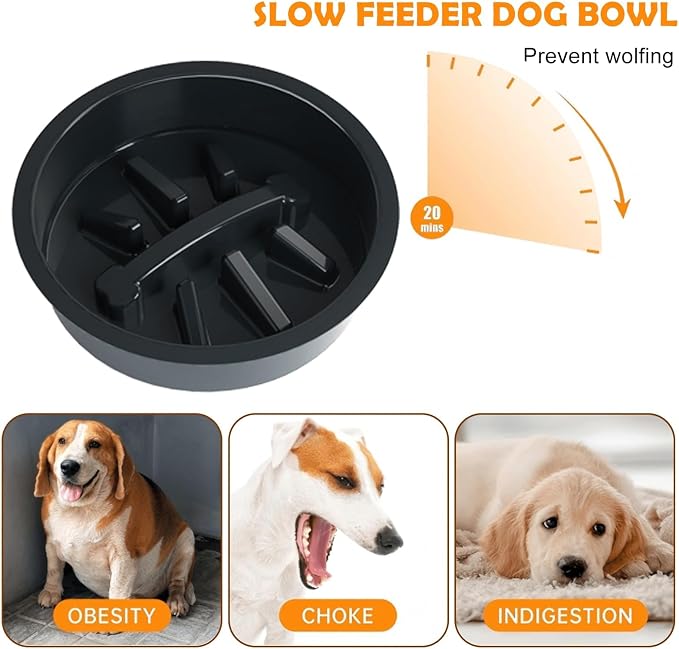 3-in-1 Slow Feeder Dog Bowl Stand, Elevated Raised Feeder with 1 Slow Feed & 3 Stainless Steel Bowls, Iron Stand, Custom Name Plate & Mat - Easy Clean for Fast Eaters, Multiple Dogs - Image 5
