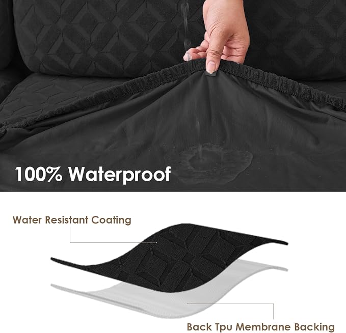 Genina Waterproof Couch Cushion Covers for Pets Washable Sofa Seat Covers | Non Slip,Stretch Jacquard Fabric,Pet Hair & Scratch Protection,Easy Installation,Furniture Protector,Sectional Sofa,1 Piece - Image 3