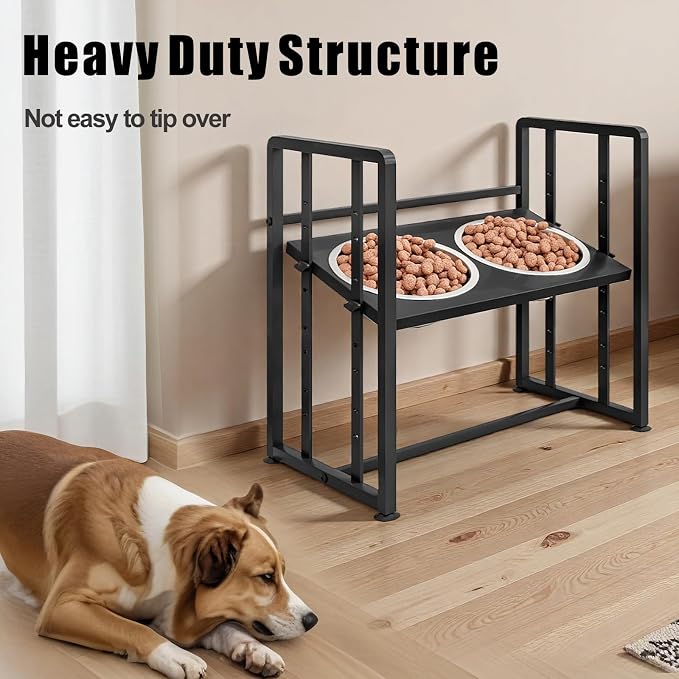 INGIORDAR Elevated Dog Bowls 4 Height Adjustable Dog Feeding Station 2 Bowl | Metal Pet Food Feeder Dish Station Non-Slip Dog Bowl Stand Stainless Steel Food Water Bowl for Medium Large Small Dogs - Image 5