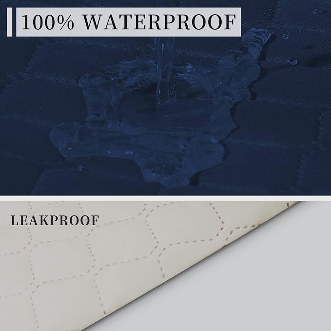 ISSUNTEX Double Protection 100% Waterproof Sofa Covers for Living Room, Couch Covers for 3 Cushion Couch Sofa, Reversible Furniture Protector Sofa Cover for Dogs, Pets, Kids (Sofa, Navy/Ivory) - Image 3
