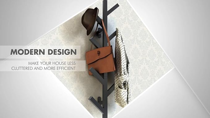 PREMIUM RACKS Coat Rack & Hat Rack - Modern Design - Wall Mounted - Stylish - (Black) - Image 6