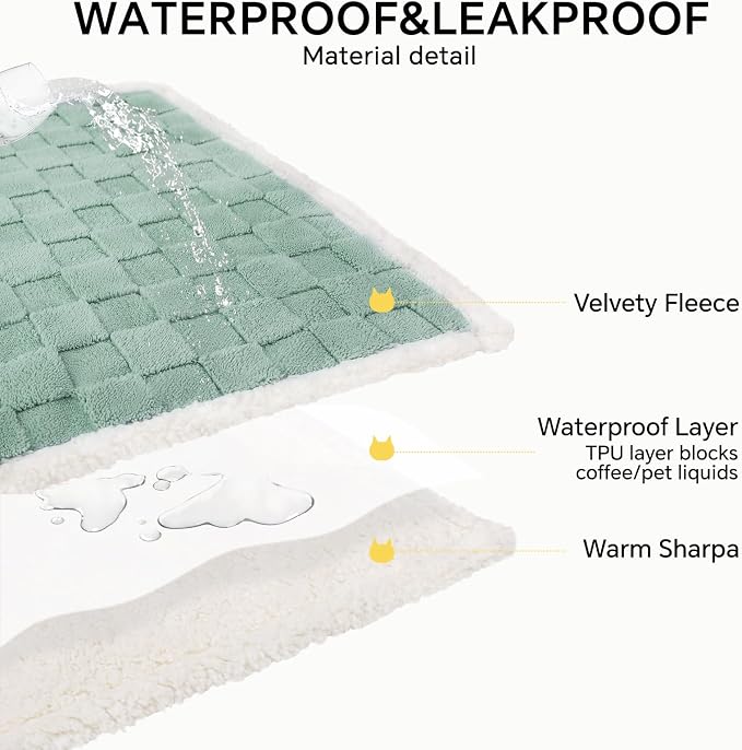 Luciphia Waterproof Dog Blanket, Reversible Fleece & Sherpa, Couch Cover | Soft plush fluffy, washable, puppy, cat, dog bed, crate, car seat, sofa, throw, furniture protector,Green,Large (65" x 57") - Image 3