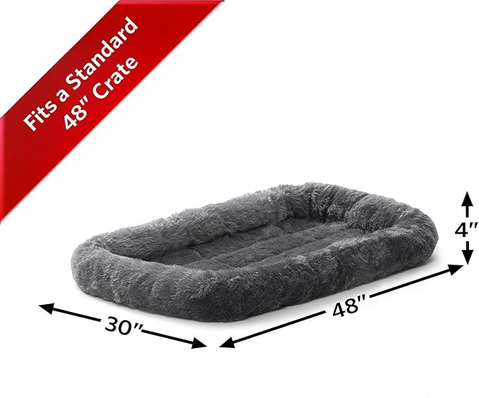 MidWest Homes for Pets QuietTime Dog Bed - Gray Faux Fur Bolster, Ultra-Soft and Machine Washable, Fits 48-Inch Crates and Carriers, for Extra-Large Breed Dogs - Image 2