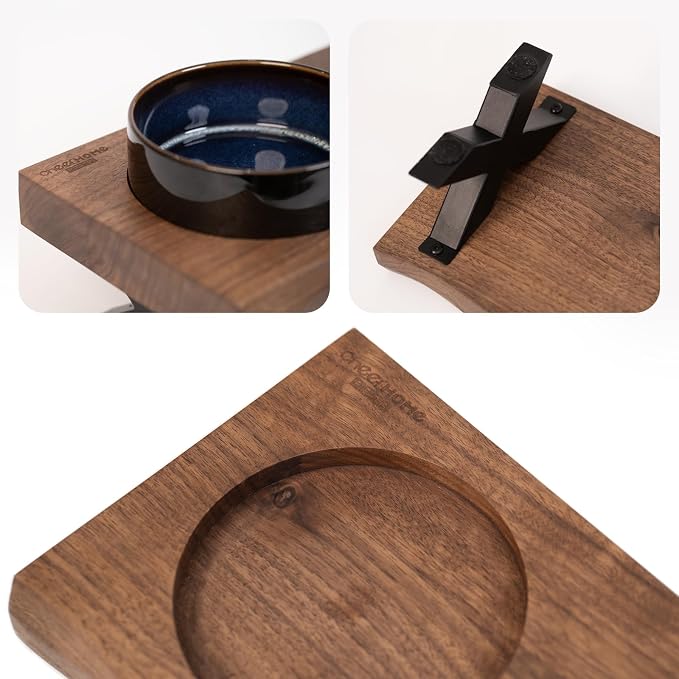 CHEERHOME PETS Raised Cat Ceramic Bowls for Small and Medium Dog, Solid Wooden Dog Food Bowl with Stand, Food Feeding Dishes Water Bowl for Cats and Puppy(Walnut Wood) - Image 4