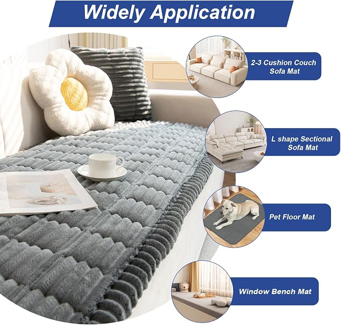 New Thick Sofa Covers Washable - Soft Corduroy Universal Sofa Cover 2 3 4 Seater, Non-Slip Couch Cover, Couch Seat Covers Sofa Slipcovers Furniture Protector for Living Room (Dark Grey, 70x180cm) - Image 3