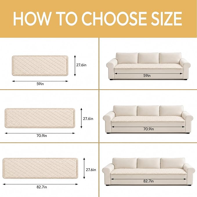 Deep Dream Pet Couch Covers for Dogs Washable, Fuzzy Couch Covers for 3 Cushion Sofa Pet Friendly, Non Slip Sofa Cover (White, 27.6" x 82.7") - Image 7