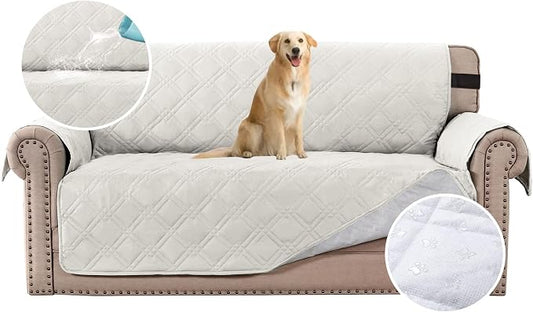 H.VERSAILTEX 100% Waterproof Sofa Slipcover Washable Loveseat Cover for 2 Cushion Cover Non-Slip Furniture Protector with Silicone Backing Couch Cover for Pets (Oversized Loveseat, Off White) by HVERSAILTEX