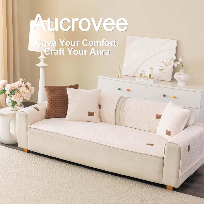 Washable Velvet Dog Couch Cover, Plush Pet Sofa Furniture Protector for 2-3 Cushion Couch, Non-Slip Washable Cover for Dogs(1PC/27.6"x70.9",White) - Image 3