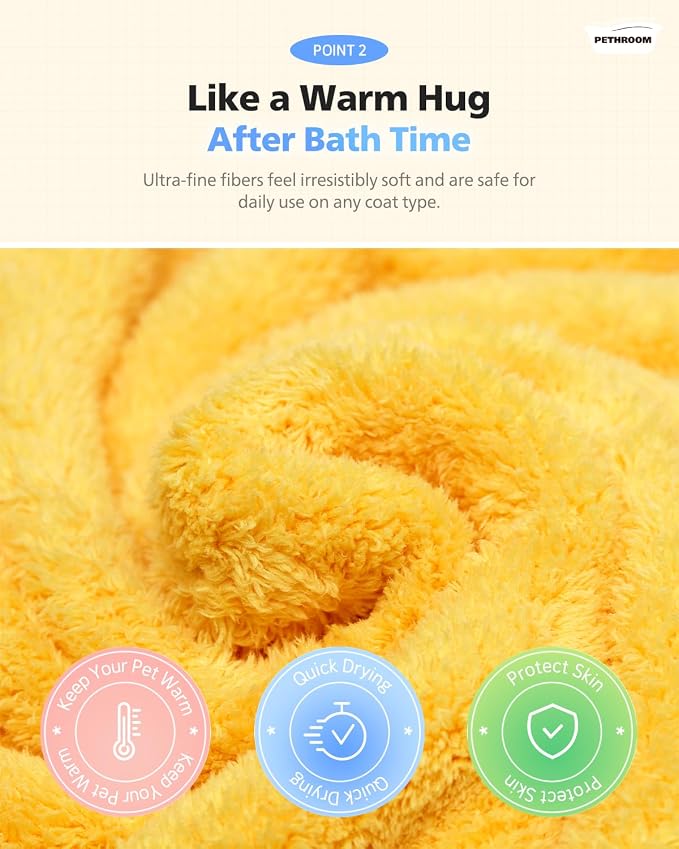 PETHROOM] Portable Pet Towel for Dogs & Cats | Professional Pet Dryer, Super Absorbent & Quick-Drying Dog Dryer | Lightweight, Durable, Ultra-Soft (Small) 8"x 8" - Image 5