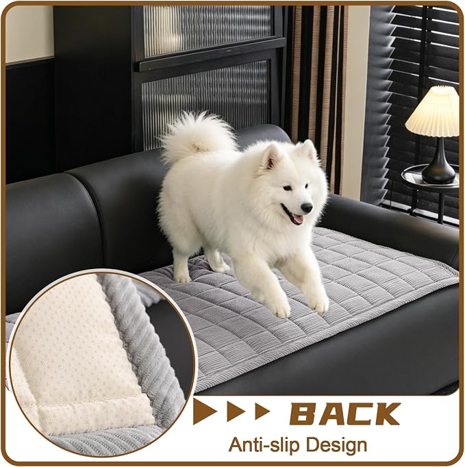 HAOYONG Couch Covers for Dogs Washable, Non Slip Fuzzy Durable Couch Covers for Extra Large Loveseat Sofa Pet Friendly Furniture Protector Covers Dog Mat for Couches (Light Gray, 27.6"×70.9") - Image 4