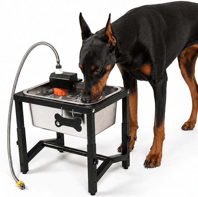 2.8 Gallon Elevated Large Dog Water Bowl, Automatic Dog Water Bowl Dispenser, 4 Adjustable Height Raised Dog Bowl Stand for Large Breed Relief Joint Pressure, Easy Clean for Indoor & Outdoor Uses by FLODOMIXHOME