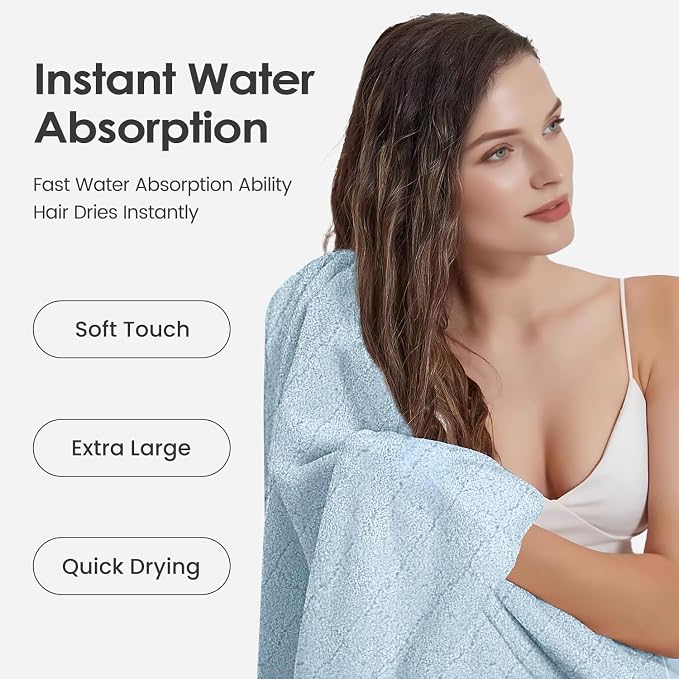 JML Bath Towels, Pack of 2, 30 in x 60 in, Light Blue | Hanging Loop, Super Soft, Absorbent, Lint Free, Fade Resistant, Lightweight, Quick Dry, Use for SPA , Sauna, Salon Hair Wrap - Image 5