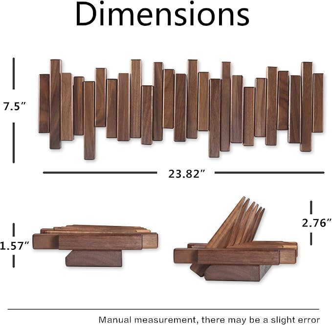 Coat Rack Wall Mount Piano Flip Down Wall Hook Rack 6 Hooks Walnut | Natural Wood Handmade Unique Hanger for Coats Bag Hat Umbrella key Wall Art In the foyer living room bedroom bathroom office - Image 6