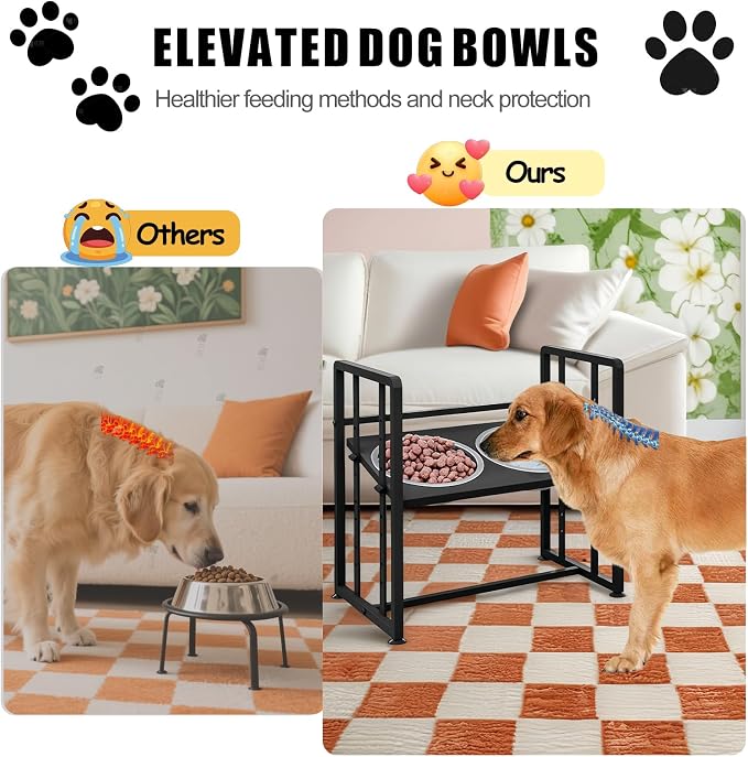 INGIORDAR Elevated Dog Bowls 4 Height Adjustable Dog Feeding Station 2 Bowl | Metal Pet Food Feeder Dish Station Non-Slip Dog Bowl Stand Stainless Steel Food Water Bowl for Medium Large Small Dogs - Image 6