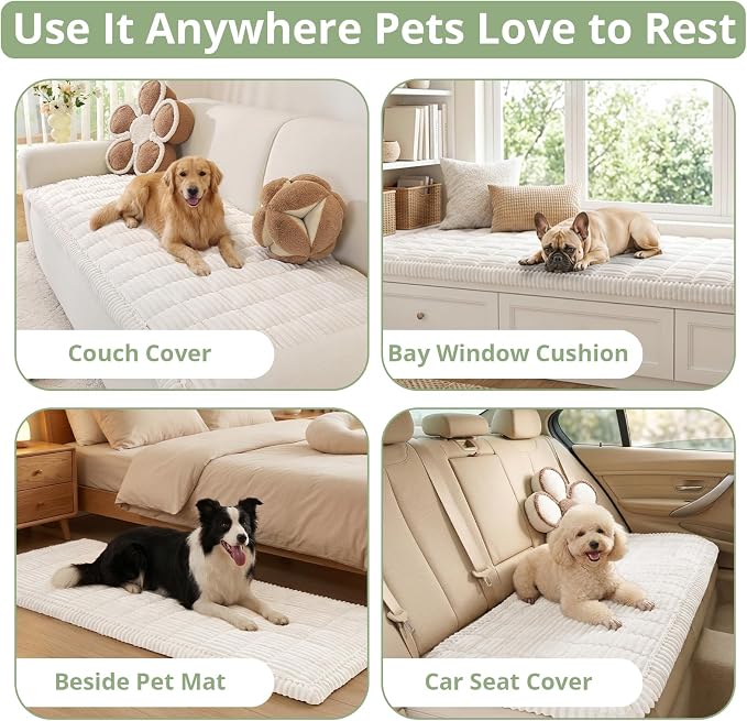OstepDecor Couch Cover for Dogs, Washable Non Slip Sofa Cover for Pets, Soft Couch Covers for Sofa, Loveseat and Sectional, Furniture Protector Against Pet Hair & Scratches (35.4" x 35.4", White) - Image 2