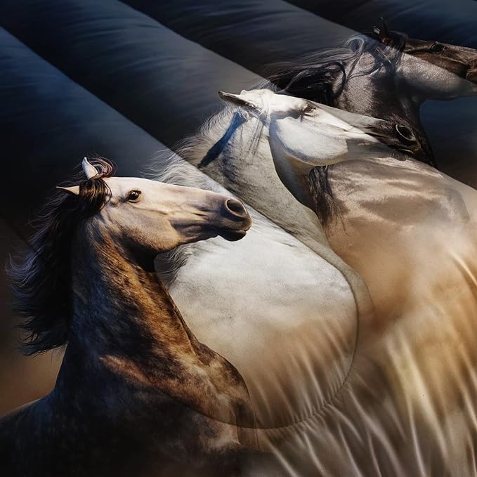 QOOMO Horse Comforter Twin Size,Galloping Horse Comforter Set for Kids Teens Girls Boys,3Pcs Bedding Set Printed Comforter with 2 Pillowcases,Soft and Lightweight，Twin Size - Image 4