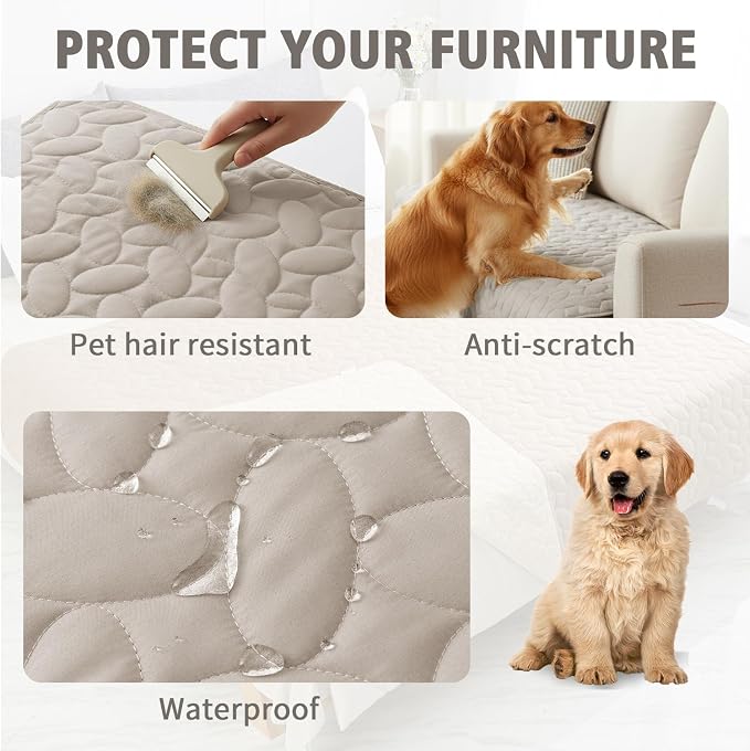 Ameritex Waterproof Pet Bed Cover Anti-Slip Dog Bed Blanket for Sofa and Furniture Waterproof New Pattern Design (Khaki, 52x82 Inch (Pack of 1)) - Image 2