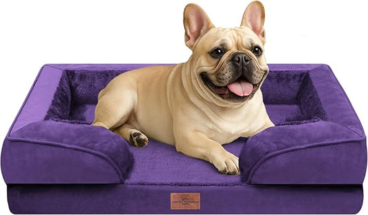 Comfort Expression Orthopedic Dog Bed for Medium Size Dog with Bolster | Waterproof Dog Couch Bed with Washable Cover & Non-Slip Bottom, Supportive Egg Crate Foam Medium Pet Bed, 30x20 Inch by ComfortExpression
