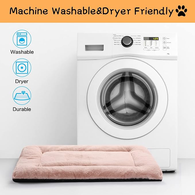 Dog Crate Pad Washable Dog Bed for Crate Medium Cozy Mat 36-Inch Pink | Ultra Soft Kennel Pad,Anti-Slip Bottom,Fits for Most Metal Crates,Comfortable Sleeping Pet Mat - Image 5