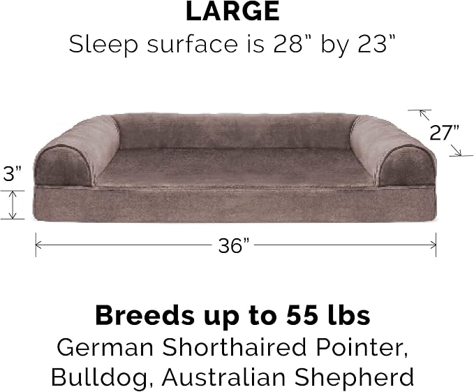 Furhaven Replacement Dog Bed Cover Faux Fur & Velvet Sofa-Style, Machine Washable - Driftwood Brown, Large - Image 3