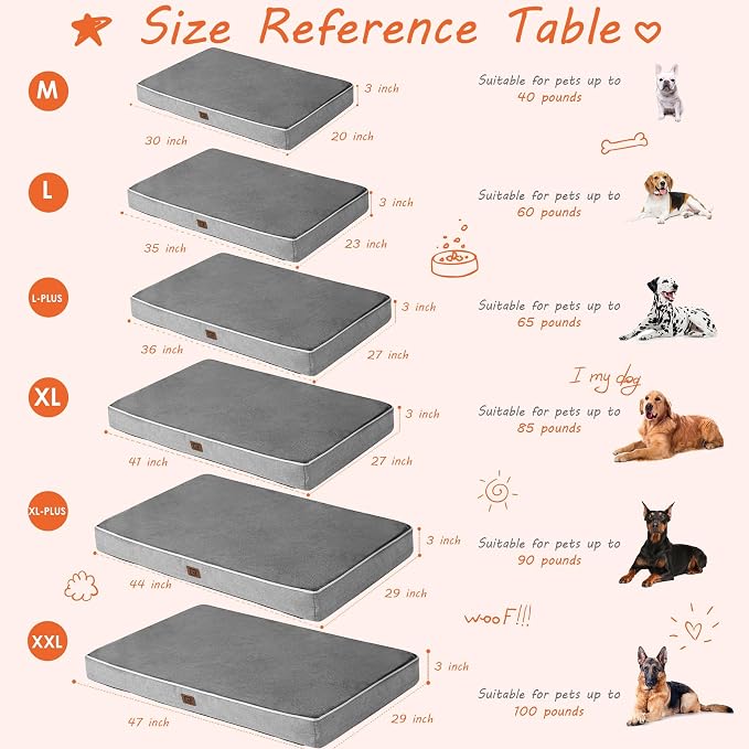 EHEYCIGA Large Washable Dog Crate Bed with Memory Foam, 35x23Inch, Grey | High Density Egg Crate Foam, Waterproof Liner, Removable Easy Clean Cover, Non-Slip Bottom, Fits Crate, Floor and Sofa - Image 6