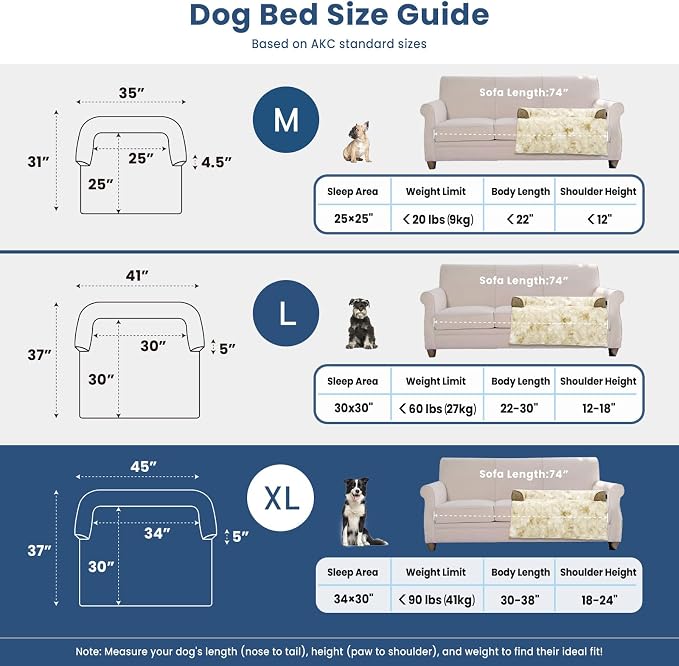 Calming Extra Large Dog Couch Bed, 45 x 37 inch Waterproof Removable Pet Mat Couch Cover for Furniture Protector, Non-Slip Fluffy Pelsbarn Dog Bed for Couch, Sofa, Car - Tie-Dye Khaki - Image 5