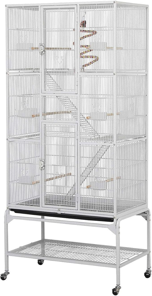 Yaheetech 69'' Extra Large Bird Cage Metal Parrot Cage w/Detachable Stand for Mid-Sized Parrots Cockatiels Conures Parakeets Lovebirds Budgie Finch, White by Unknown