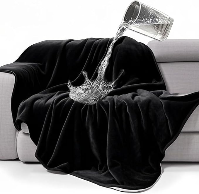 gogobunny Waterproof Bed Blanket, Reversible Sherpa Fleece Throw Blanket for Dog Puppy Cat, Furniture Cover Protects Bed Couch Sofa from Liquid Pee and Pet Fur (Black, 60x80 inches) by gogobunny