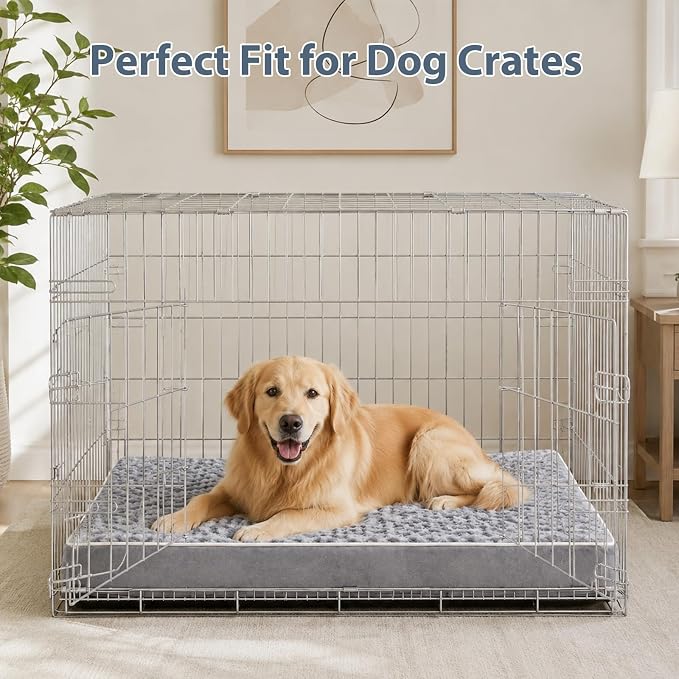 WNPETHOME Orthopedic Large Dog Bed, Large Waterproof Dog Bed with Removable Washable Cover & Anti-Slip Bottom,Egg Crate Foam Pet Bed Mat,Soft Rose Plush Pet Crate Mat - Image 7