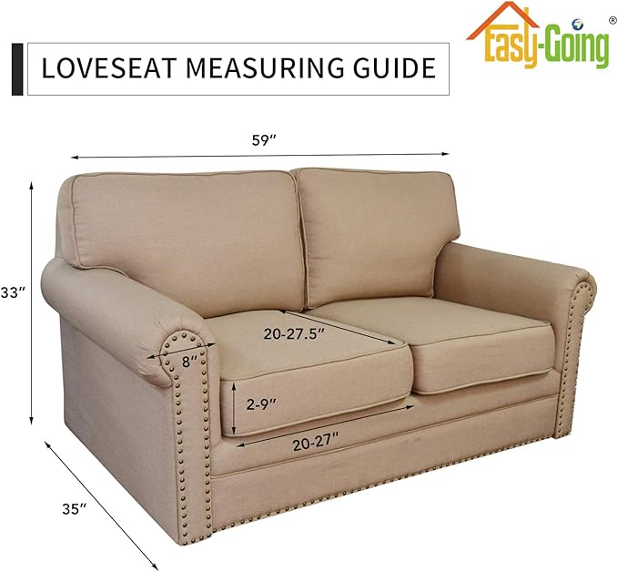 Easy-Going 3 Pieces Stretch Couch Cover Sofa Cover for Dogs Washable Sofa Slipcover for 2 Separate Cushion Couch Spandex Jacquard Fabric Elastic Furniture Protector for Pets, Kids (Camel, Loveseat) - Image 6