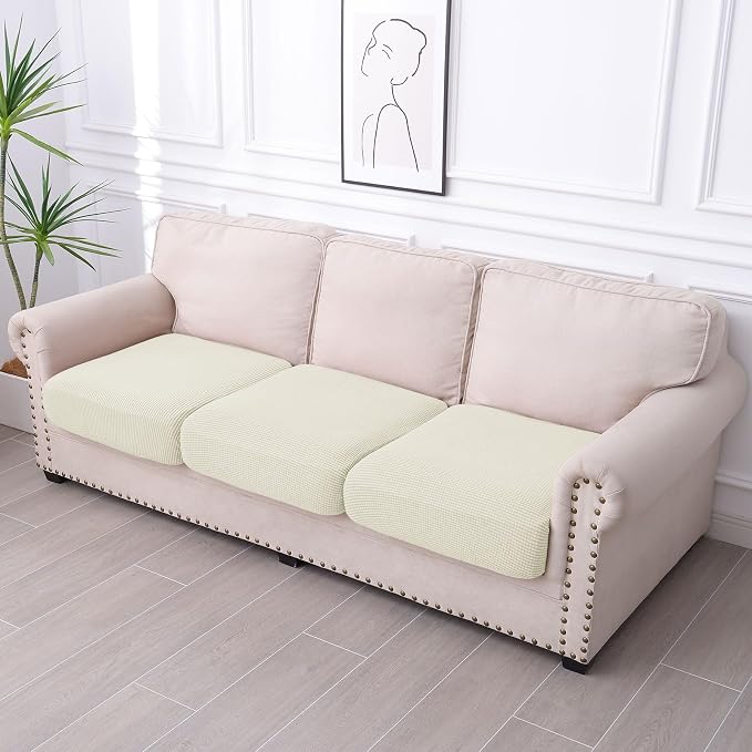 hyha Waterproof Couch Cushion Covers for Pets, Non Slip Sofa Seat Cover | Stretch Jacquard Fabric, Elastic Bottom, Non Slip Fit, Waterproof Protection, Pet Hair Protection (3 Pieces) - Image 8