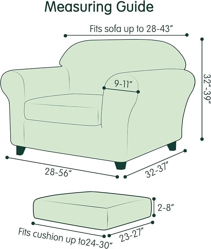CHUN YI 2 Piece Velvet Armchair Cover Couch Covers 1 Cushion, Water Resistant Chair Slipcover with Arms, Non Slip High Stretch Thick Furniture Protector for Dogs Pets, Small, Ivory White - Image 2