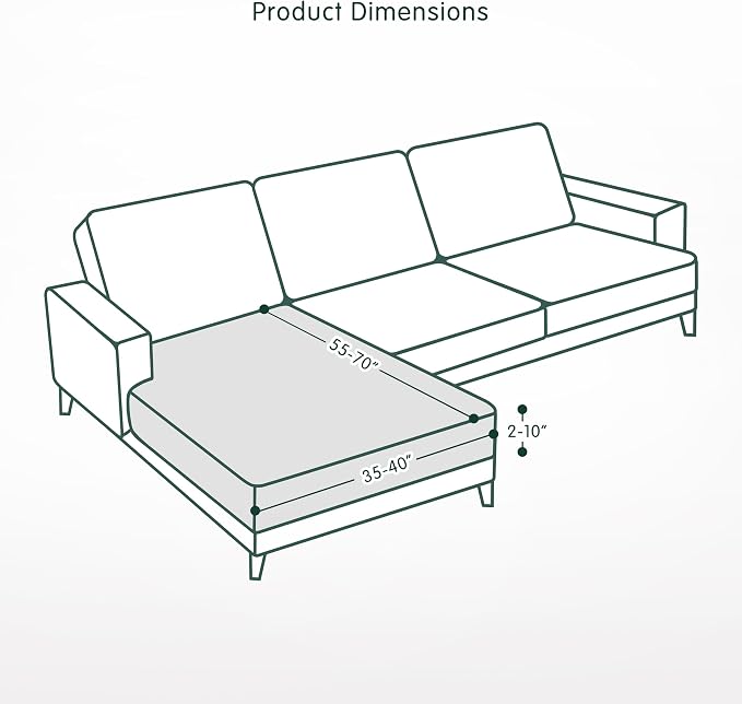 CHUN YI Stretch Sectional Couch Covers 1 Piece Chaise Lounge Slipcover L Shape Separate Cushion, Chaise Couch Cover for Both Left/Right Sectional Couch (Chaise Cover, Khaki) - Image 4
