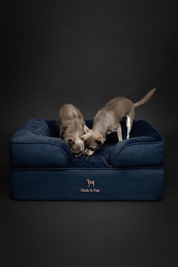 NOAH & PAW Dog Bed, 28x23x11 Inch, Orthopedic Dog Beds for Medium Size Pets, Eggshell Memory Foam Infused with Cooling Gel, Inner Cover, Water Resistant, Machine Washable (Denim Sofa Collection) - Image 7