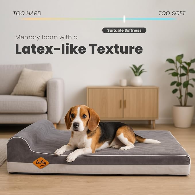 Laifug Orthopedic Dog Beds for Large Dogs,3" Memory Foam Dog Beds,Durable Water Proof Liner Removable and Washable, Nonskid Bottom, Grey 34"x22"x5.5" - Image 2