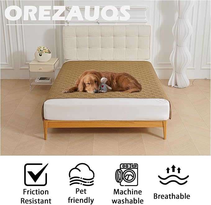 Waterproof Blanket Dog Bed Cover Non Slip Large Sofa Cover Dog Blanket for Couch Protection Pet Blanket for Furniture Bed Couch Sofa Reversible (Khaki,210 * 260cm) - Image 2