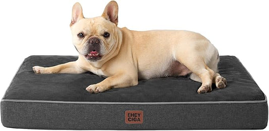 EHEYCIGA Medium Washable Dog Crate Mat Waterproof, 30x20Inch, Dark Grey | High Density Egg Crate Foam, Orthopedic Memory Foam, Removable Easy Clean Cover, Non-Slip Bottom, Fits Crate, Floor and Sofa by EHEYCIGA