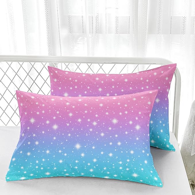 Nttopship Colorful Rainbow Comforter Sets Queen Size for Girls,Pink Blue Gradient Comforter Sets All Season 1 Comforter and 2 Pillowcases - Image 5